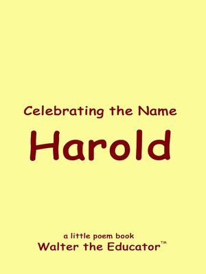 cover image of Celebrating the Name Harold